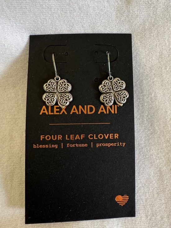 Alex and Ani Jewelry - Alex and Ani Silver-Tone Celtic Four-Leaf Clover Earrings
